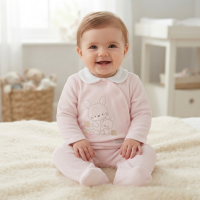 N14625: Baby Girls Embossed Velour All In One (0-9 Months)